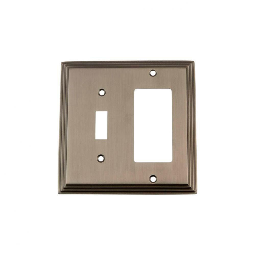 Nostalgic Warehouse Deco Switch Plate with Toggle and Rocker in Antique Pewter