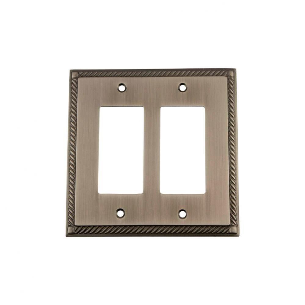 Nostalgic Warehouse Rope Switch Plate with Double Rocker in Antique Pewter