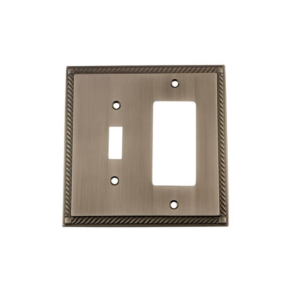 Nostalgic Warehouse Rope Switch Plate with Toggle and Rocker in Antique Pewter