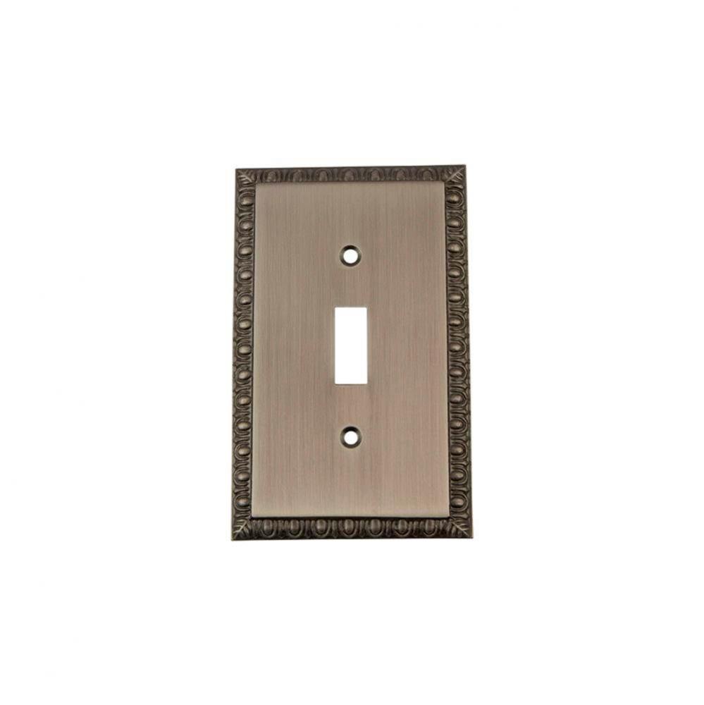 Nostalgic Warehouse Egg & Dart Switch Plate with Single Toggle in Antique Pewter