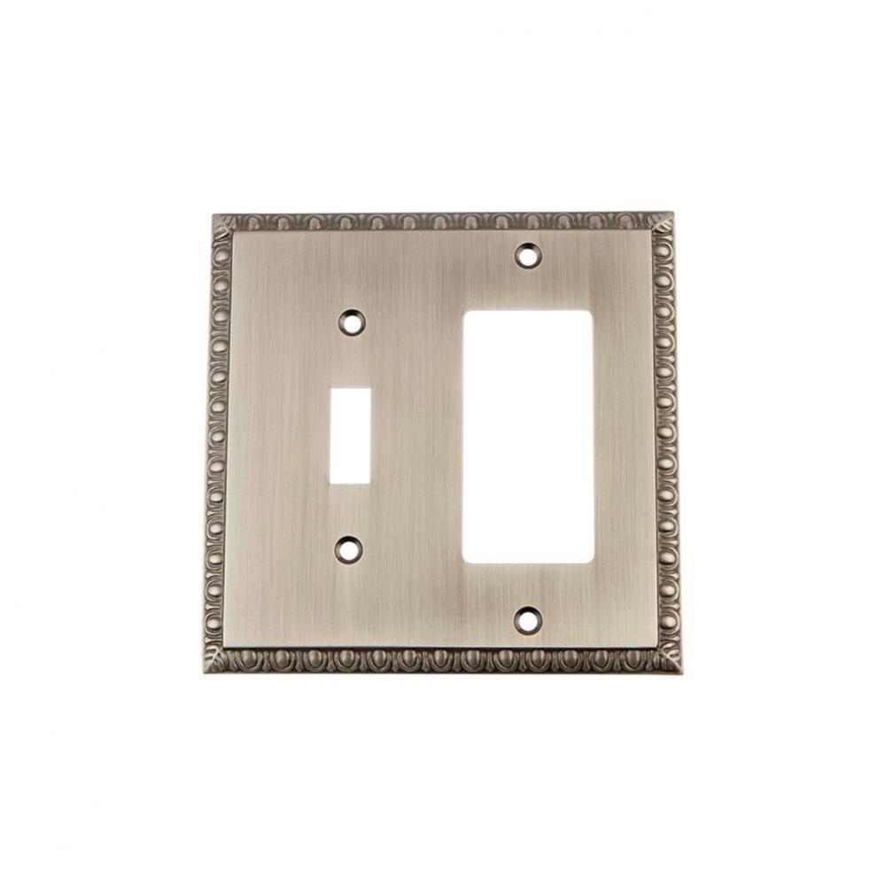 Nostalgic Warehouse Egg & Dart Switch Plate with Toggle and Rocker in Antique Pewter