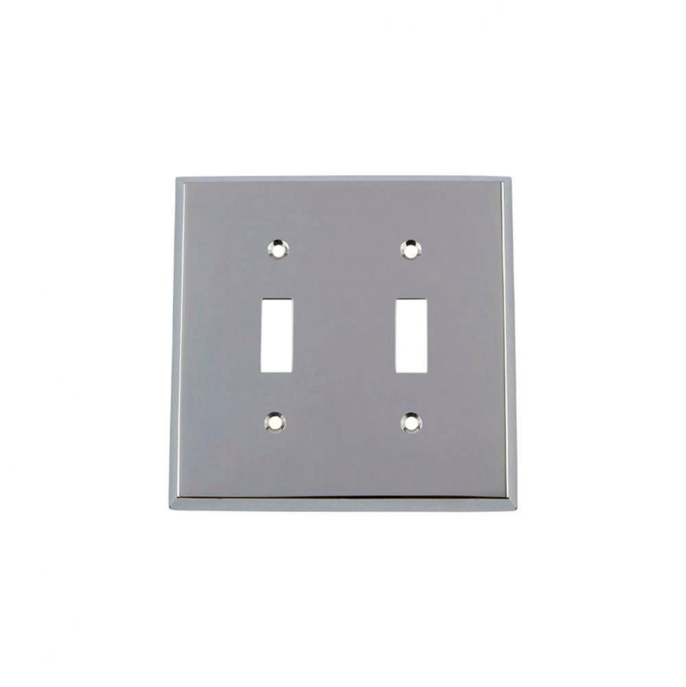 Nostalgic Warehouse New York Switch Plate with Double Toggle in Bright Chrome