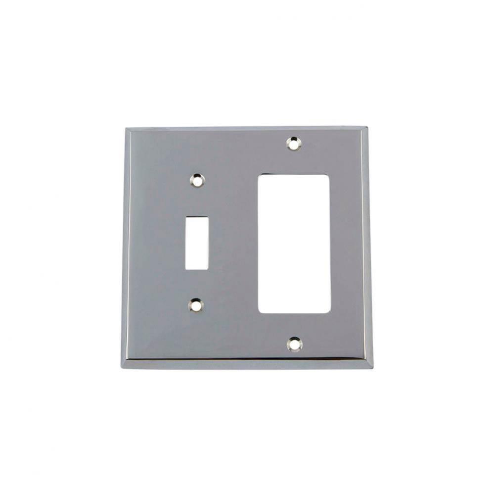 Nostalgic Warehouse New York Switch Plate with Toggle and Rocker in Bright Chrome