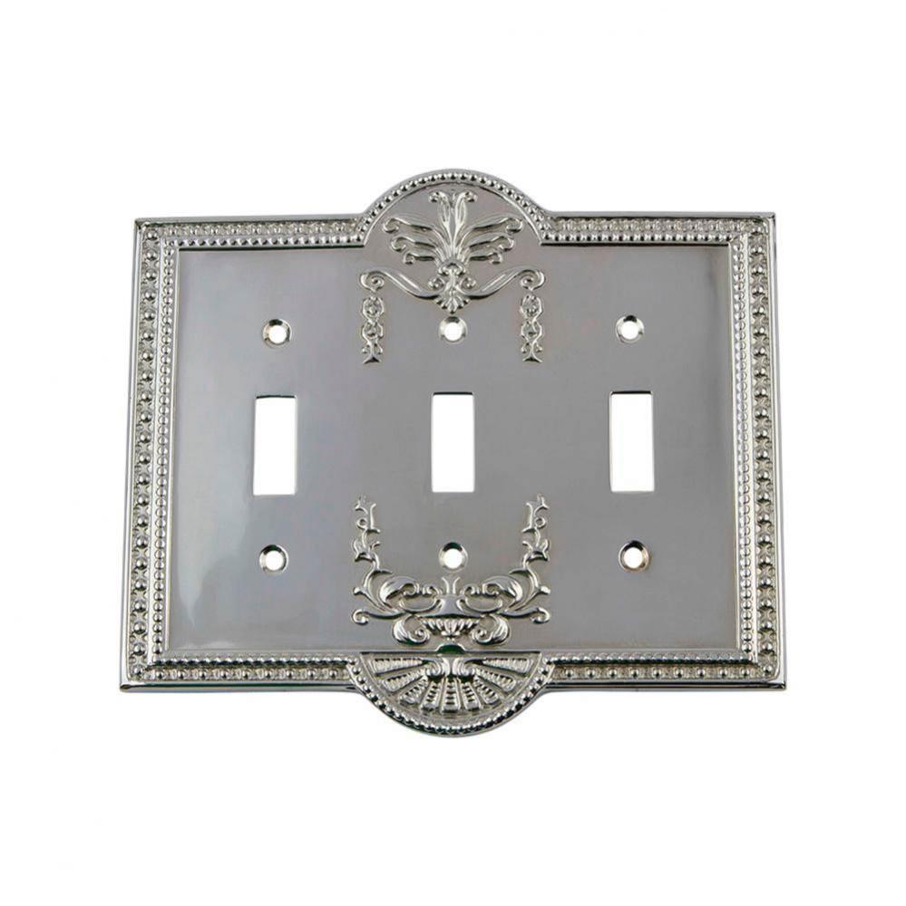 Nostalgic Warehouse Meadows Switch Plate with Triple Toggle in Bright Chrome