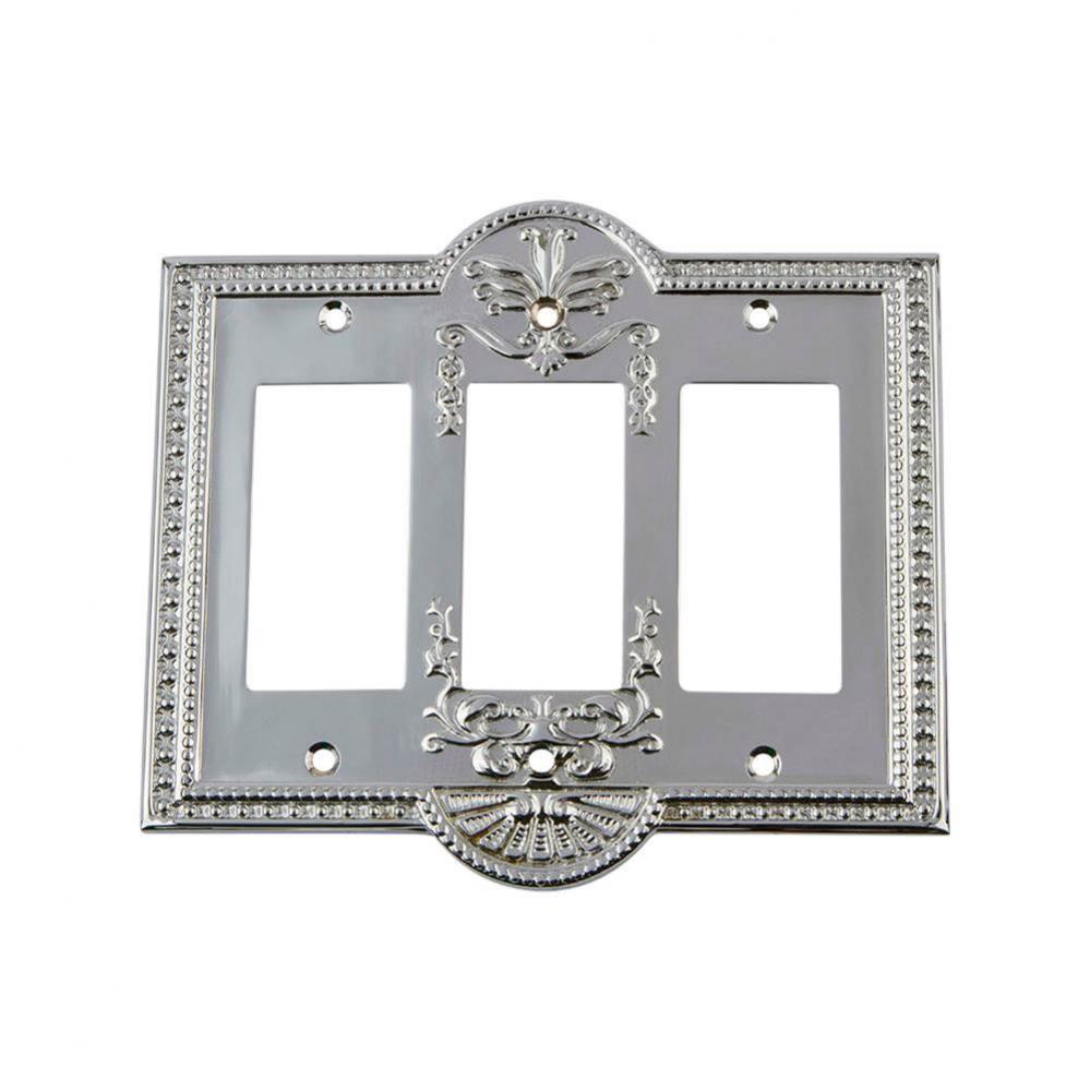 Nostalgic Warehouse Meadows Switch Plate with Triple Rocker in Bright Chrome