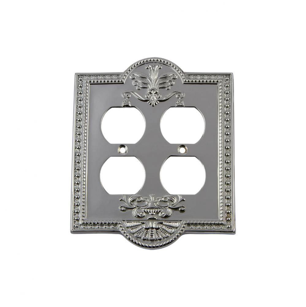 Nostalgic Warehouse Meadows Switch Plate with Double Outlet in Bright Chrome
