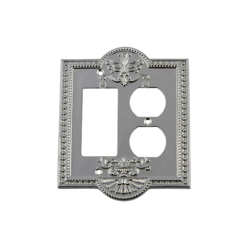 Nostalgic Warehouse Meadows Switch Plate with Rocker and Outlet in Bright Chrome