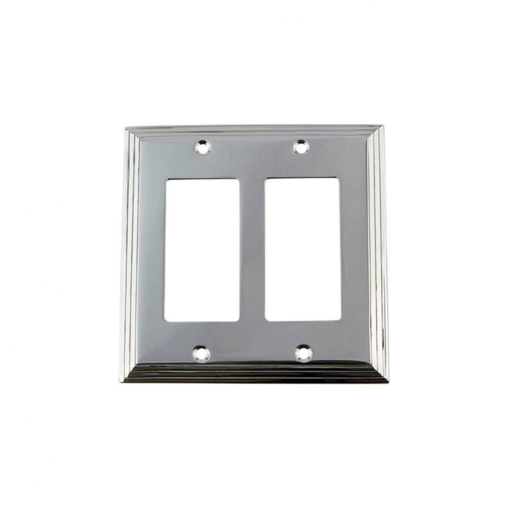 Nostalgic Warehouse Deco Switch Plate with Double Rocker in Bright Chrome