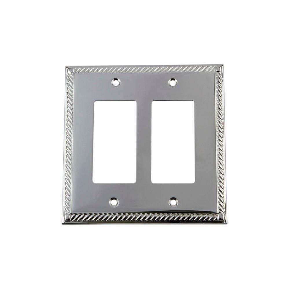 Nostalgic Warehouse Rope Switch Plate with Double Rocker in Bright Chrome