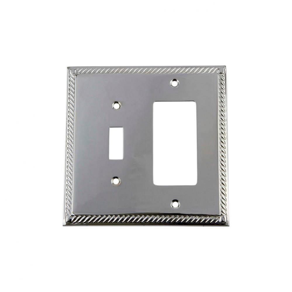 Nostalgic Warehouse Rope Switch Plate with Toggle and Rocker in Bright Chrome