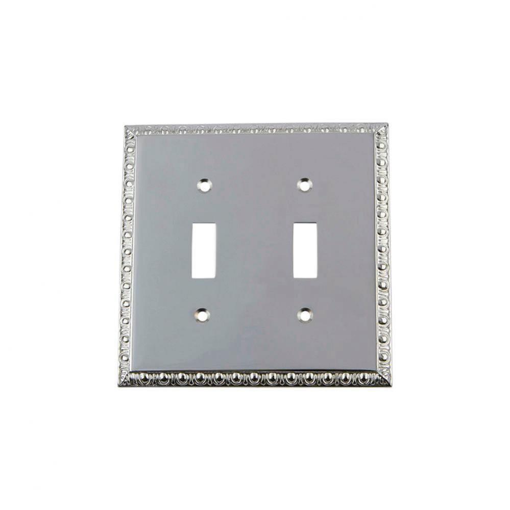 Nostalgic Warehouse Egg & Dart Switch Plate with Double Toggle in Bright Chrome