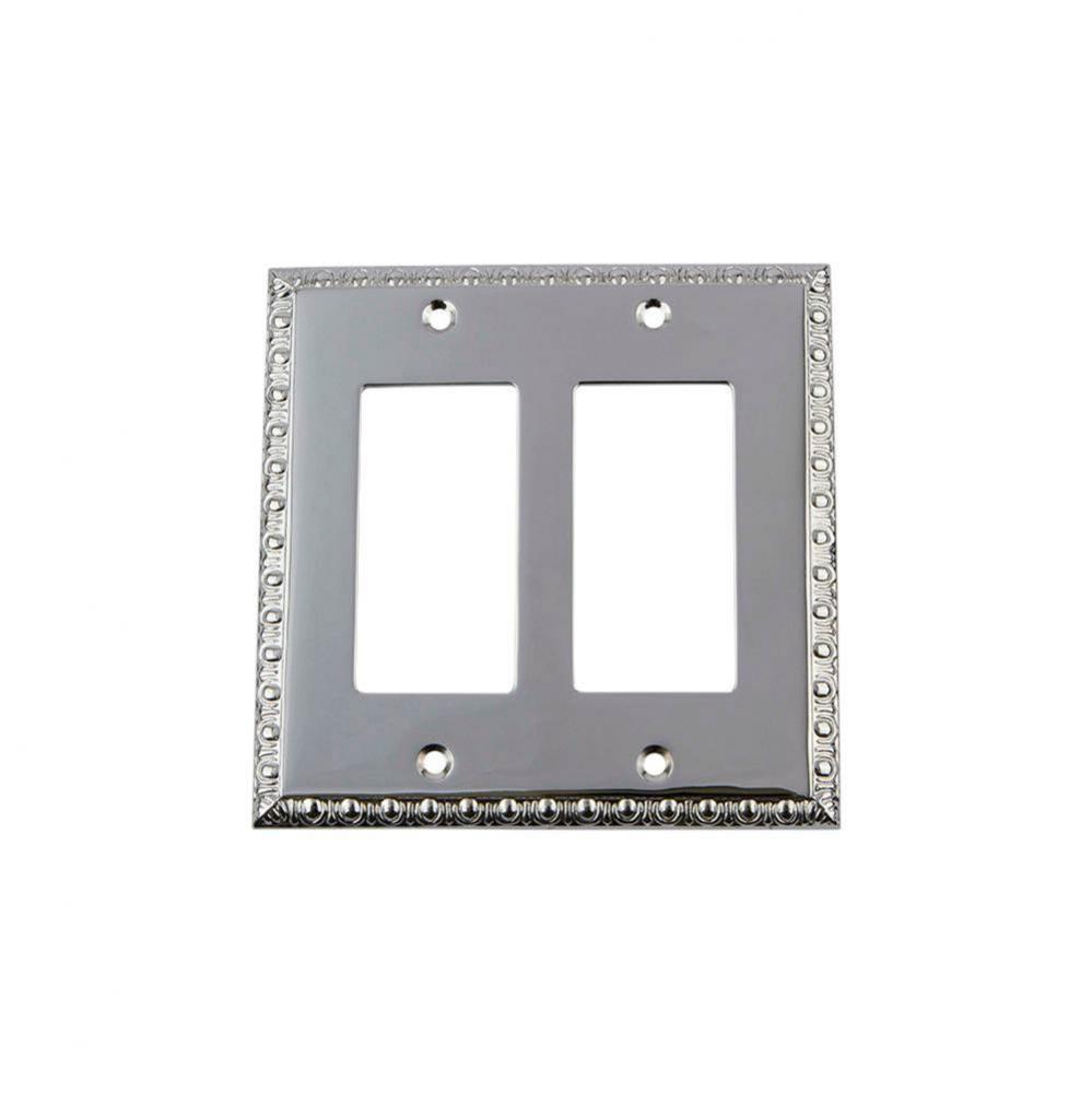 Nostalgic Warehouse Egg & Dart Switch Plate with Double Rocker in Bright Chrome