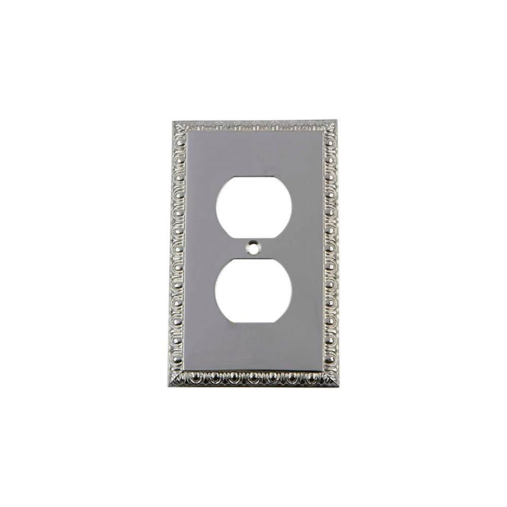 Nostalgic Warehouse Egg & Dart Switch Plate with Outlet in Bright Chrome