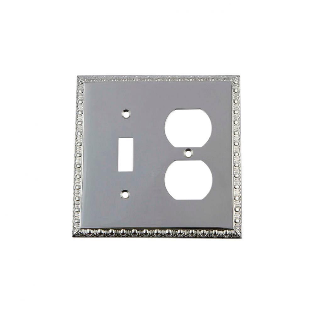 Nostalgic Warehouse Egg & Dart Switch Plate with Toggle and Outlet in Bright Chrome