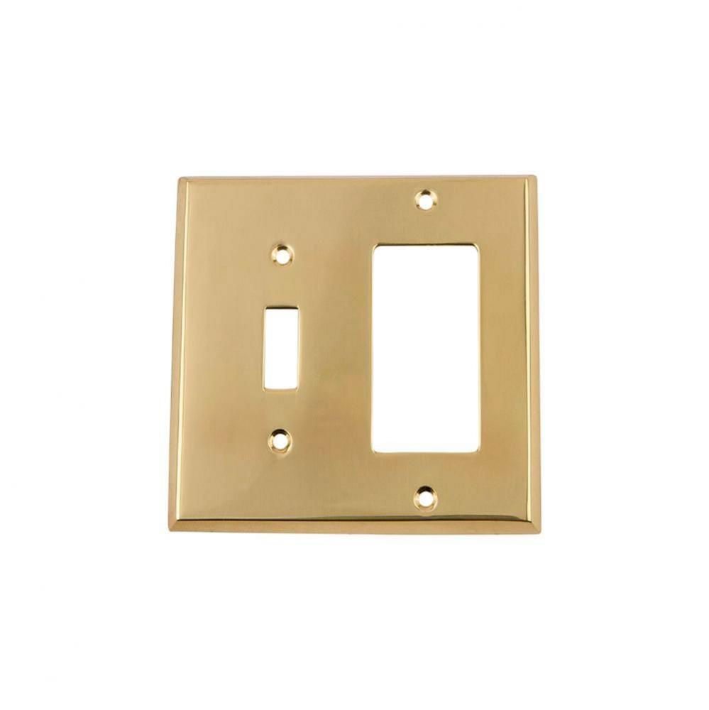 Nostalgic Warehouse New York Switch Plate with Toggle and Rocker in Polished Brass