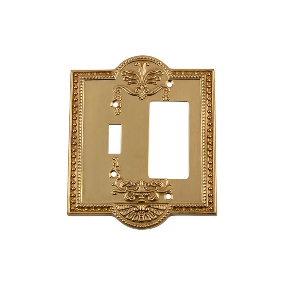 Nostalgic Warehouse Meadows Switch Plate with Toggle and Rocker in Polished Brass