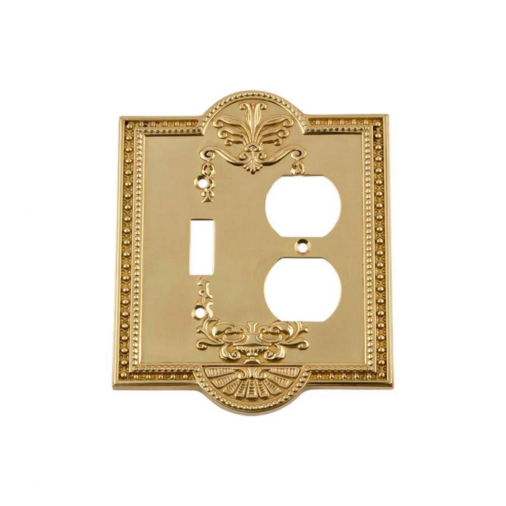 Nostalgic Warehouse Meadows Switch Plate with Toggle and Outlet in Polished Brass