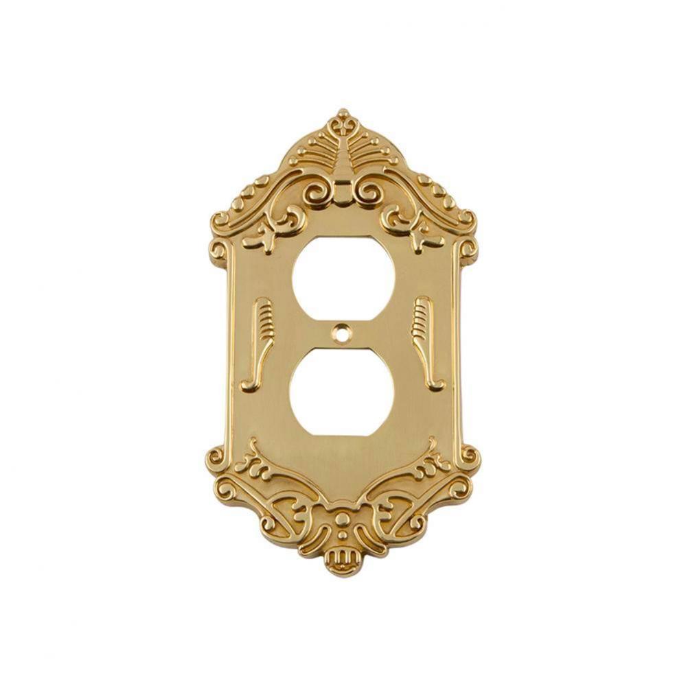 Nostalgic Warehouse Victorian Switch Plate with Outlet in Polished Brass