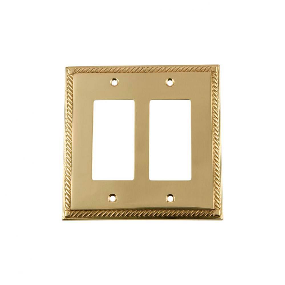 Nostalgic Warehouse Rope Switch Plate with Double Rocker in Polished Brass