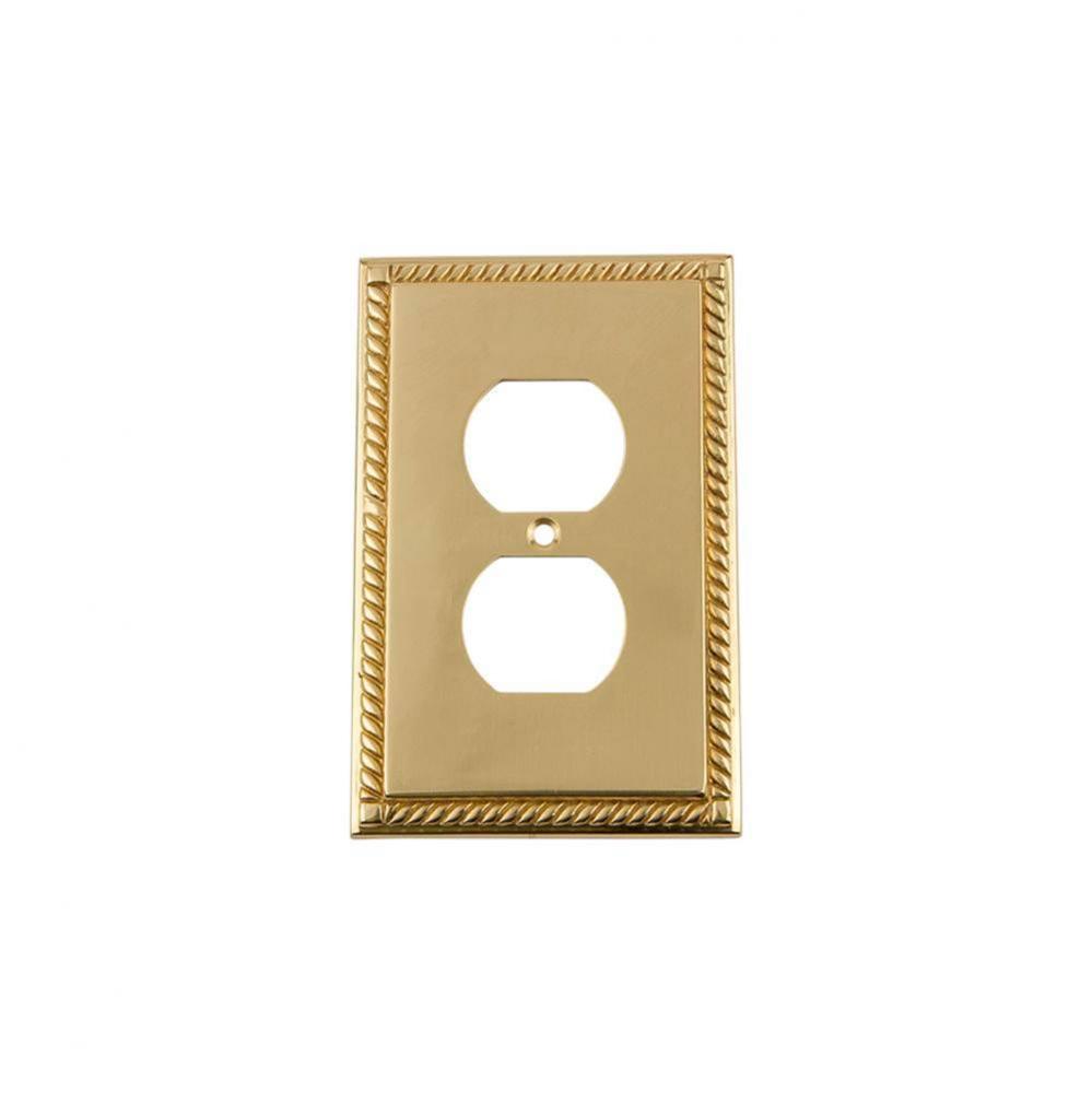 Nostalgic Warehouse Rope Switch Plate with Outlet in Polished Brass