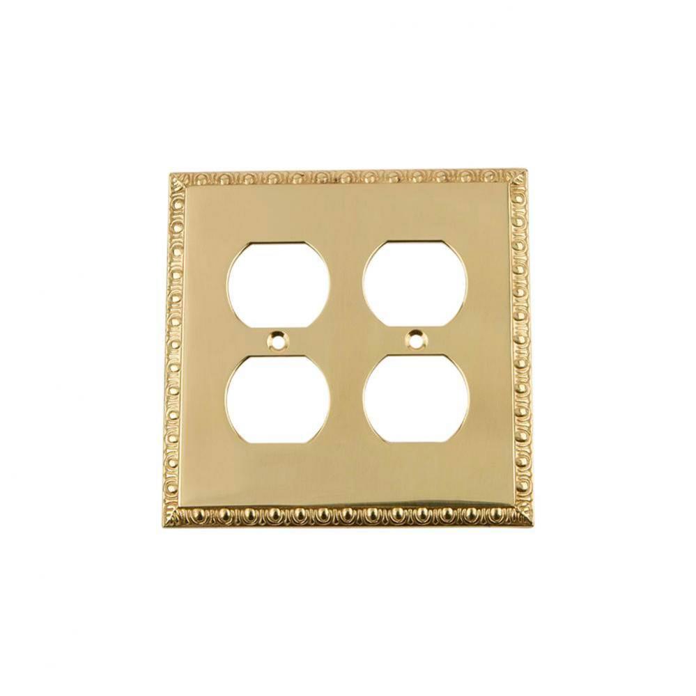 Nostalgic Warehouse Egg & Dart Switch Plate with Double Outlet in Polished Brass