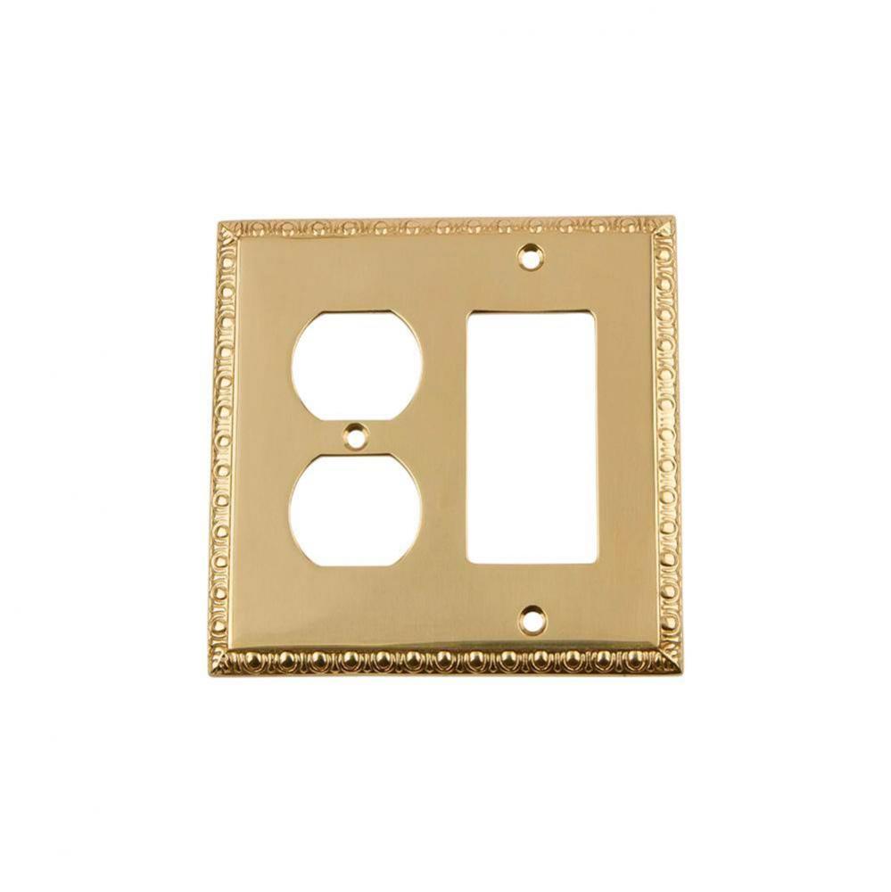 Nostalgic Warehouse Egg & Dart Switch Plate with Rocker and Outlet in Polished Brass