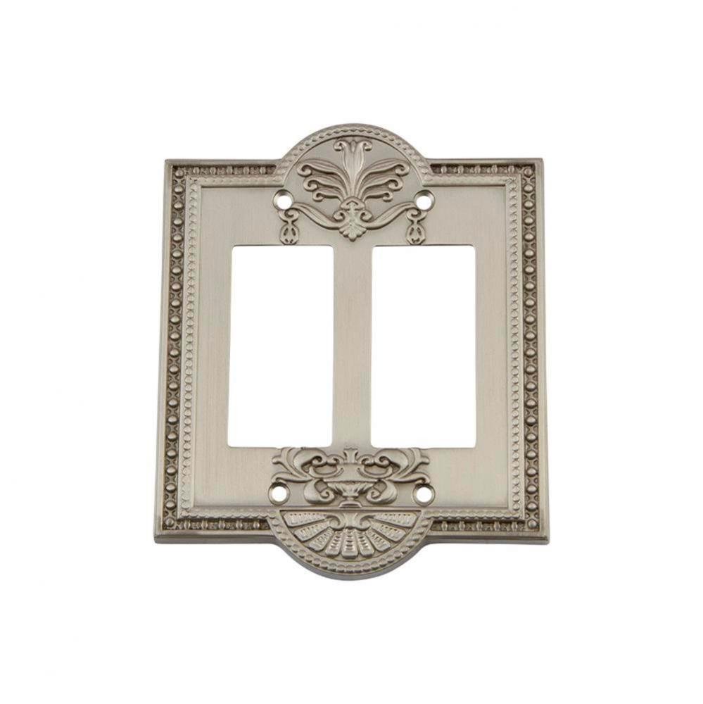 Nostalgic Warehouse Meadows Switch Plate with Double Rocker in Satin Nickel