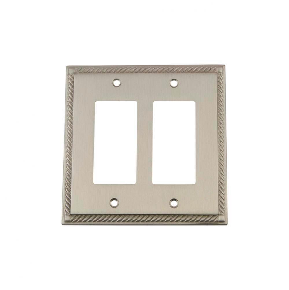 Nostalgic Warehouse Rope Switch Plate with Double Rocker in Satin Nickel