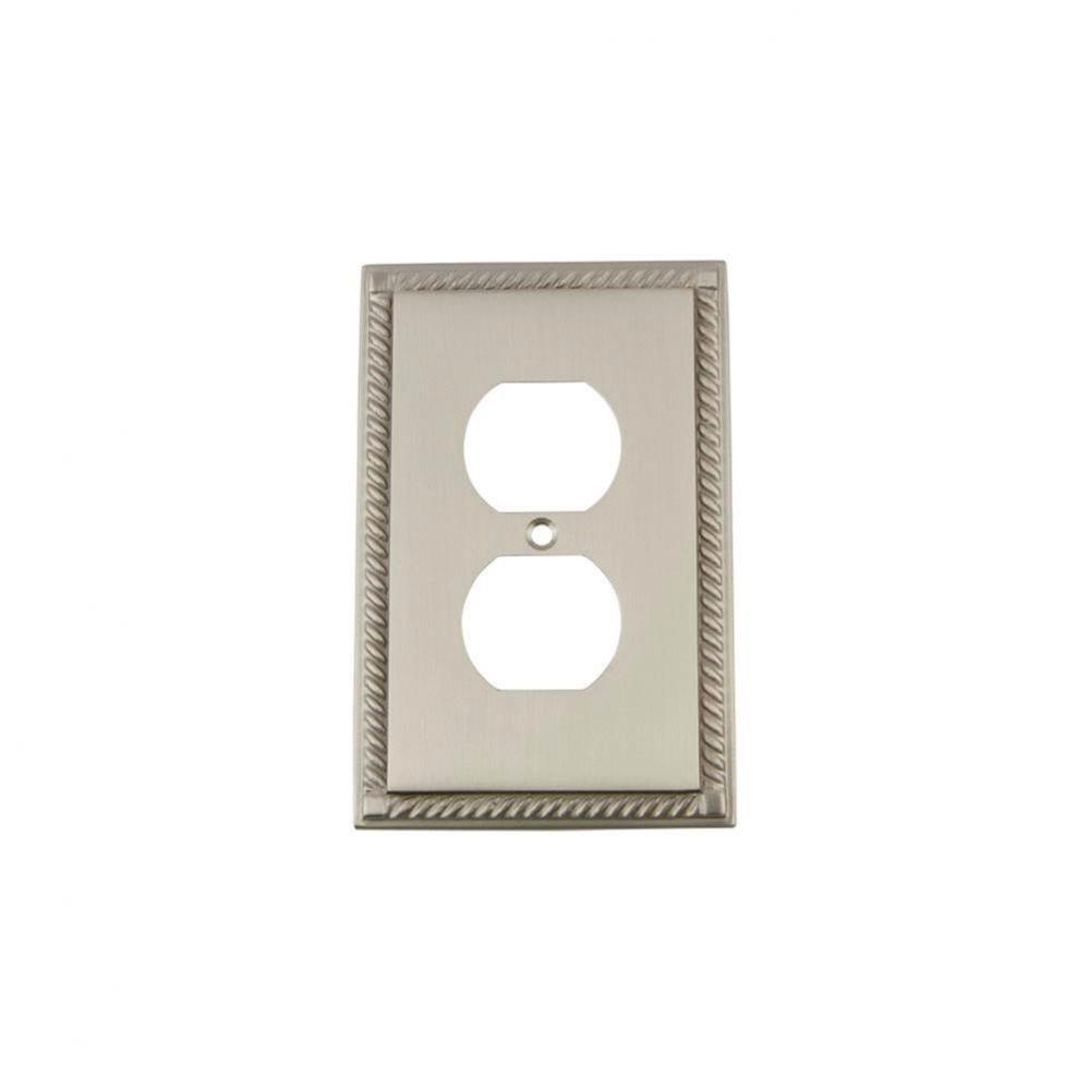 Nostalgic Warehouse Rope Switch Plate with Outlet in Satin Nickel