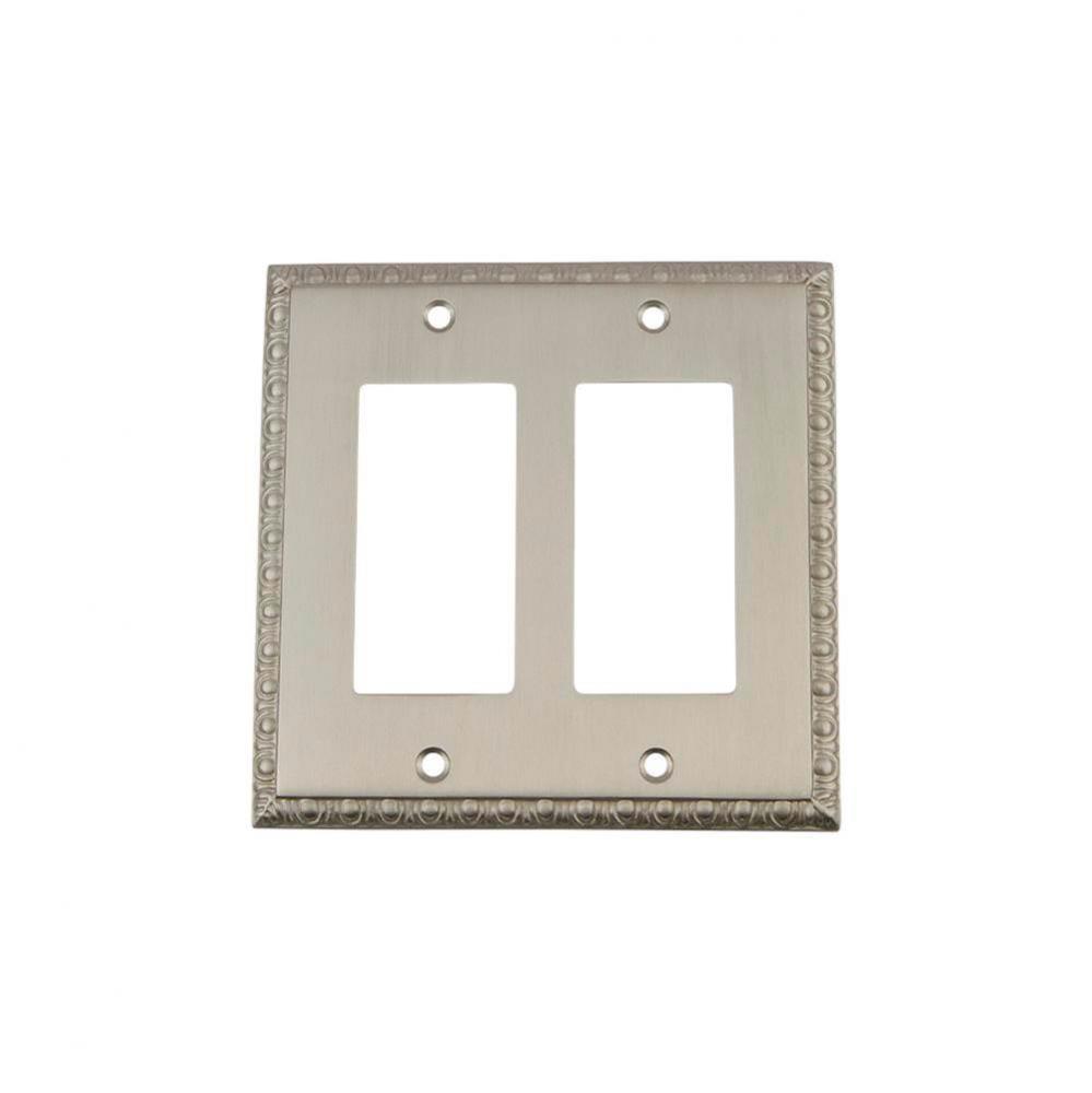 Nostalgic Warehouse Egg & Dart Switch Plate with Double Rocker in Satin Nickel