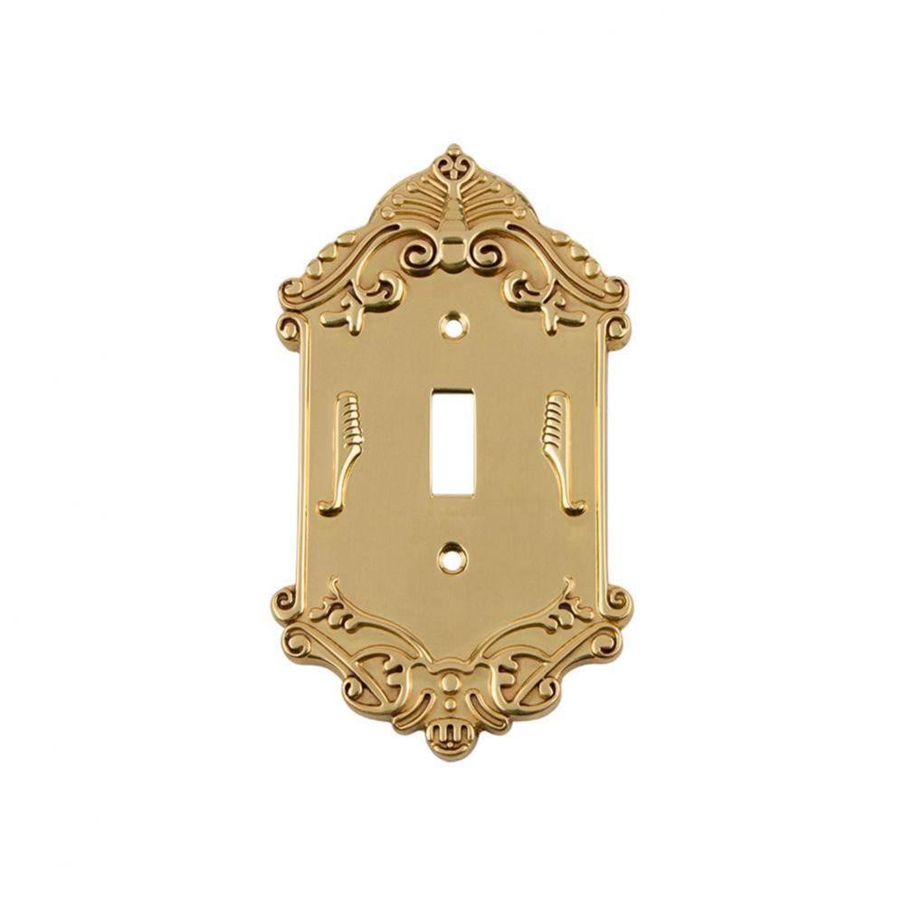 Nostalgic Warehouse Victorian Switch Plate with Single Toggle in Unlacquered Brass