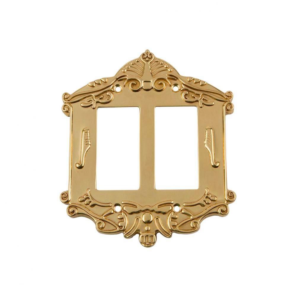 Nostalgic Warehouse Victorian Switch Plate with Double Rocker in Unlacquered Brass