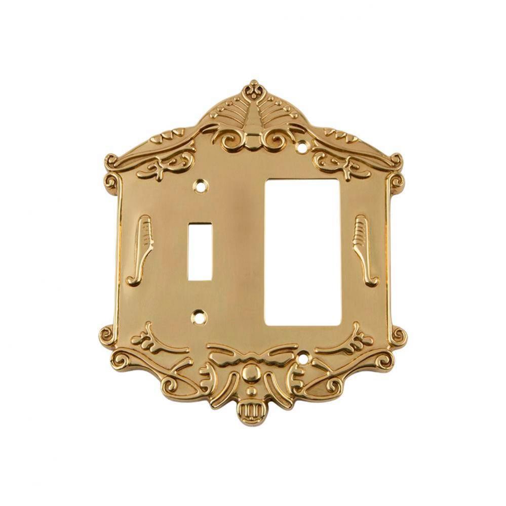 Nostalgic Warehouse Victorian Switch Plate with Toggle and Rocker in Unlacquered Brass