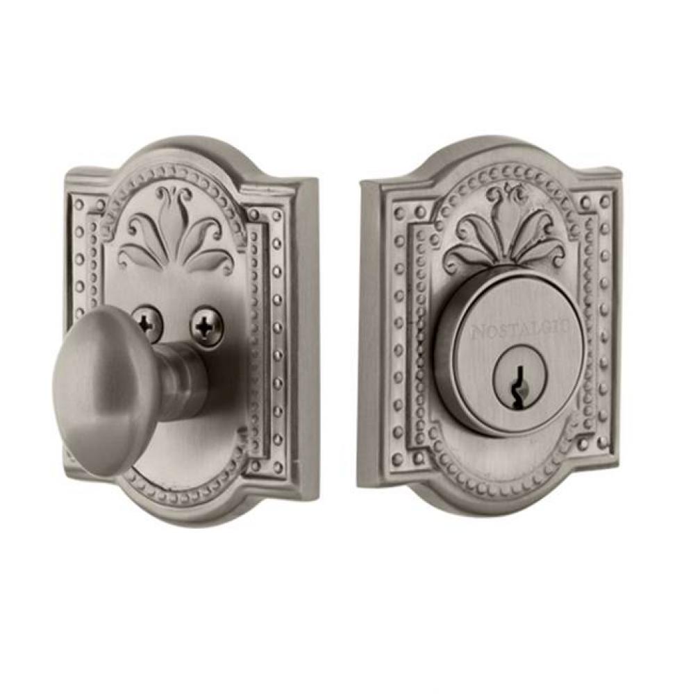 Nostalgic Warehouse Meadows Plate Single Cylinder Deadbolt in Satin Nickel