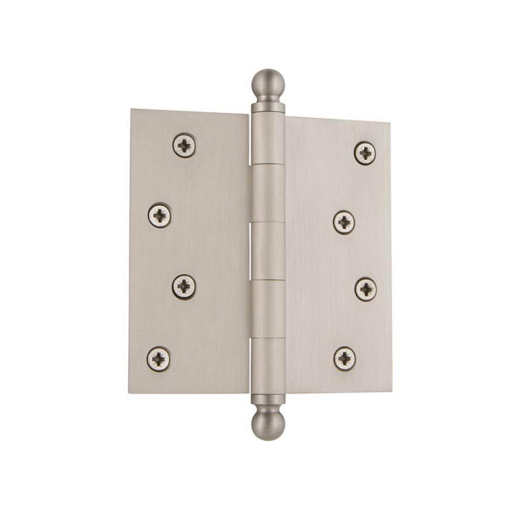 Nostalgic Warehouse 4'' Ball Tip Residential Hinge with Square Corners in Satin Nickel