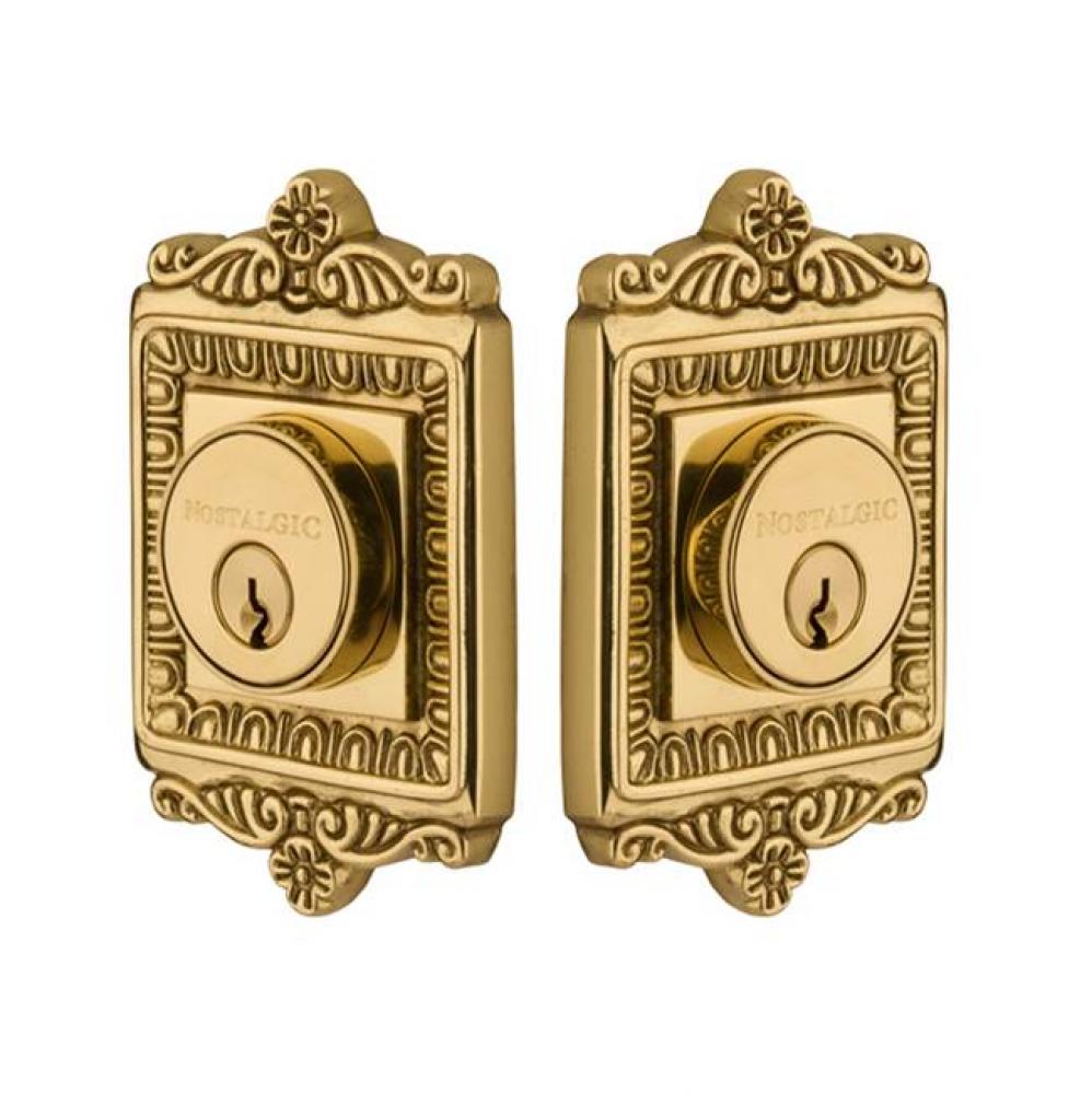 Nostalgic Warehouse Egg & Dart Plate Double Cylinder Deadbolt in Polished Brass