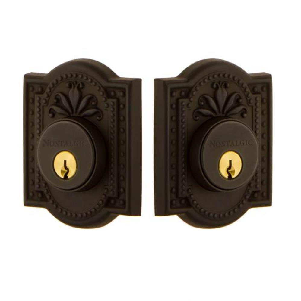 Nostalgic Warehouse Meadows Plate Double Cylinder Deadbolt in Oil-Rubbed Bronze