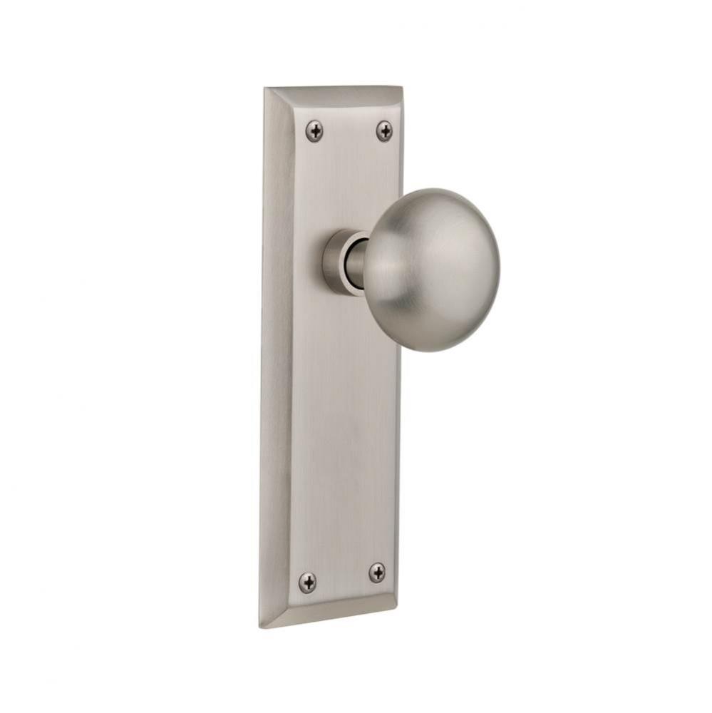 Nostalgic Warehouse New York Plate Passage New York Door Knob in Satin Nickel