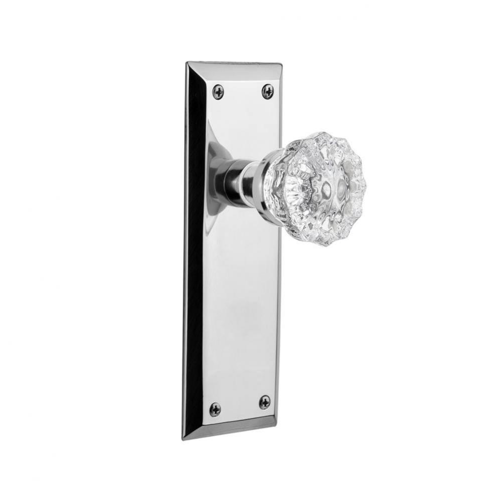 Nostalgic Warehouse New York Plate Privacy Crystal Glass Door Knob in Bright Chrome