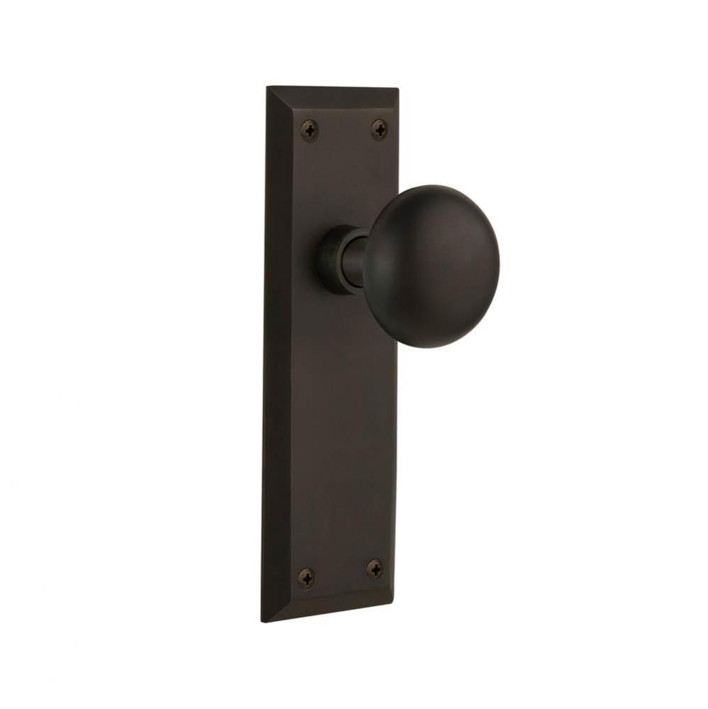 Nostalgic Warehouse New York Plate Privacy New York Door Knob in Oil-Rubbed Bronze