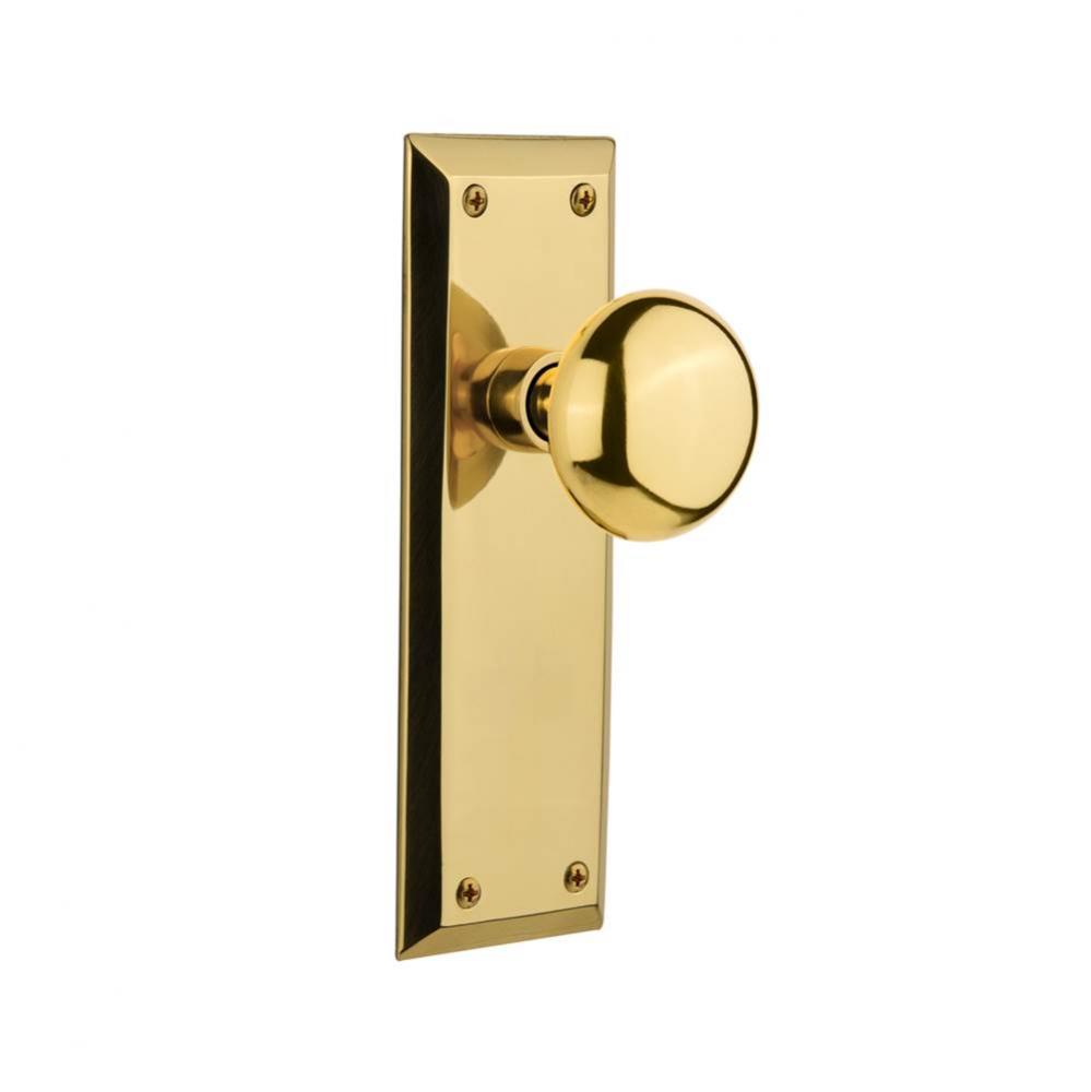 Nostalgic Warehouse New York Plate Privacy New York Door Knob in Polished Brass