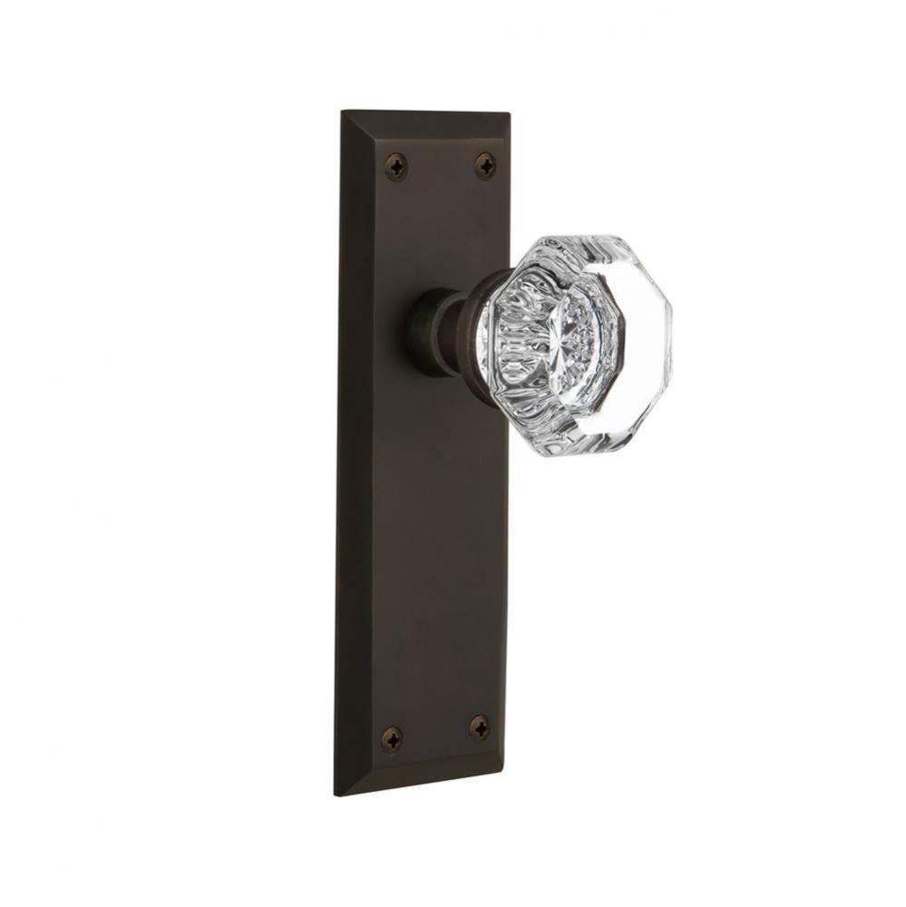 Nostalgic Warehouse New York Plate Single Dummy Waldorf Door Knob in Oil-Rubbed Bronze