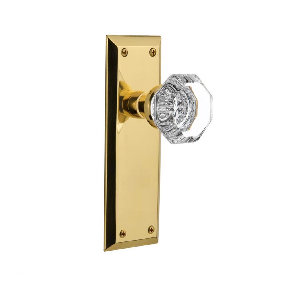 Nostalgic Warehouse New York Plate Single Dummy Waldorf Door Knob in Polished Brass