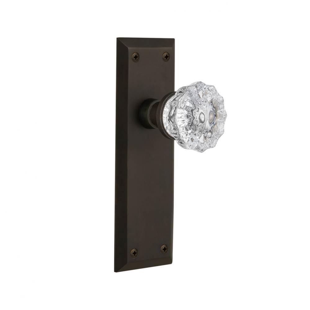 Nostalgic Warehouse New York Plate Double Dummy Crystal Glass Door Knob in Oil-Rubbed Bronze