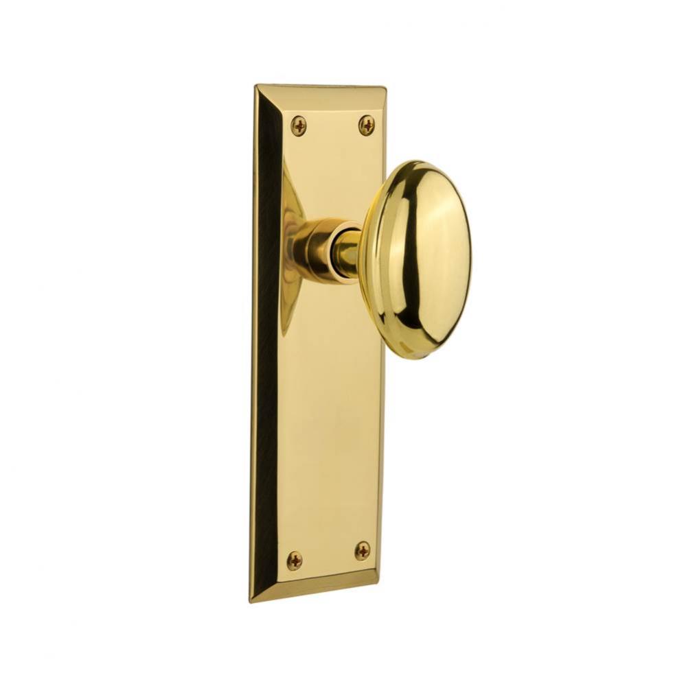 Nostalgic Warehouse New York Plate Double Dummy Homestead Door Knob in Polished Brass