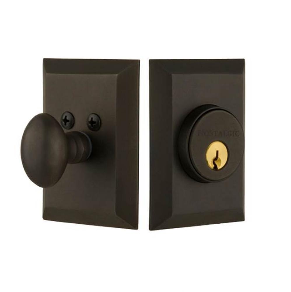 Nostalgic Warehouse New York Plate Single Cylinder Deadbolt in Oil-Rubbed Bronze