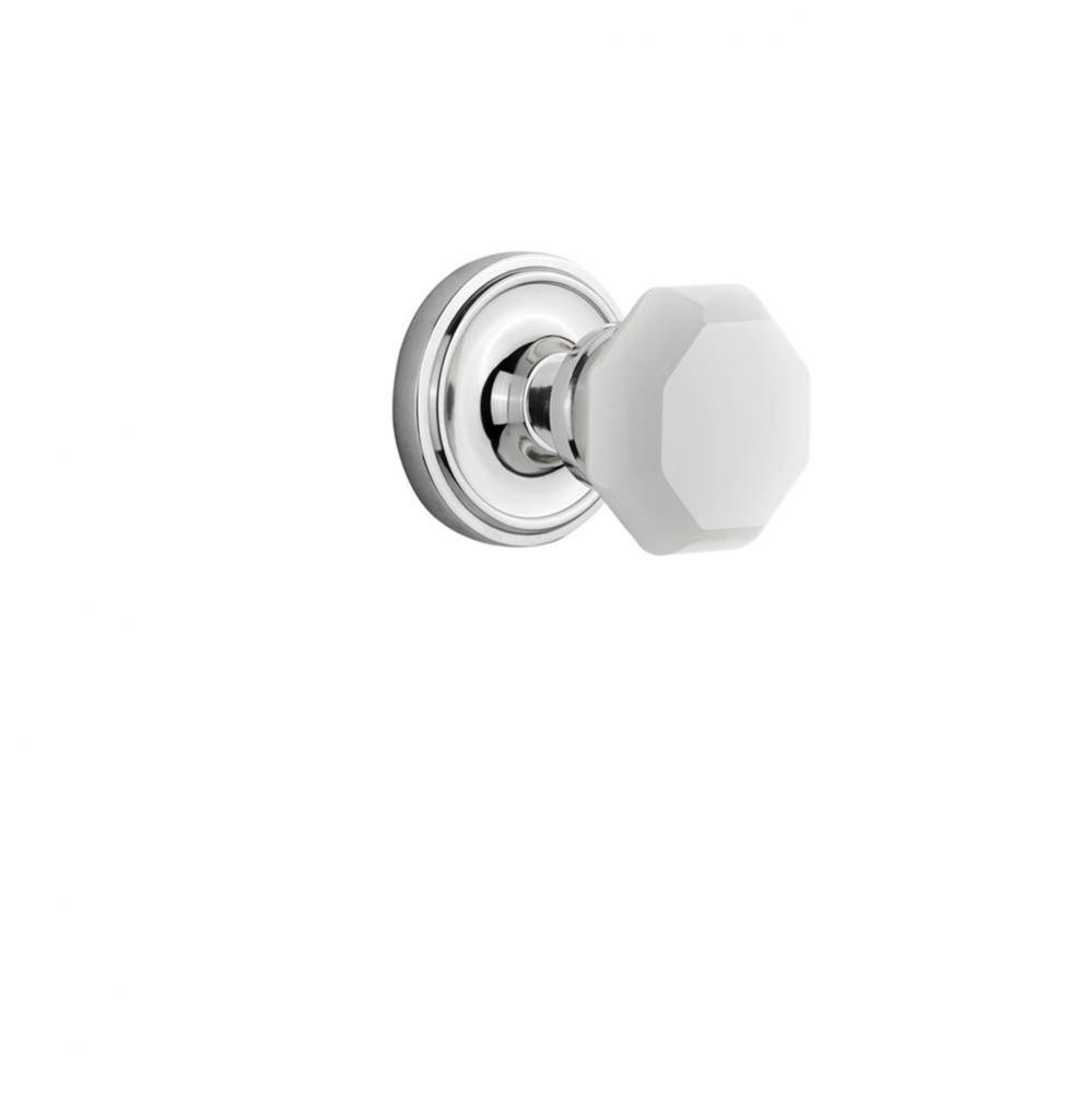 Nostalgic Warehouse Classic Rosette Passage Waldorf White Milk Glass Knob in Bright Chrome