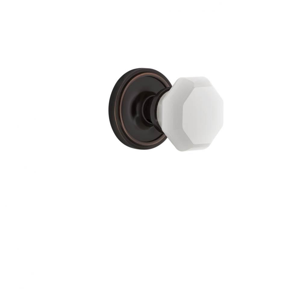 Nostalgic Warehouse Classic Rosette Passage Waldorf White Milk Glass Knob in Timeless Bronze