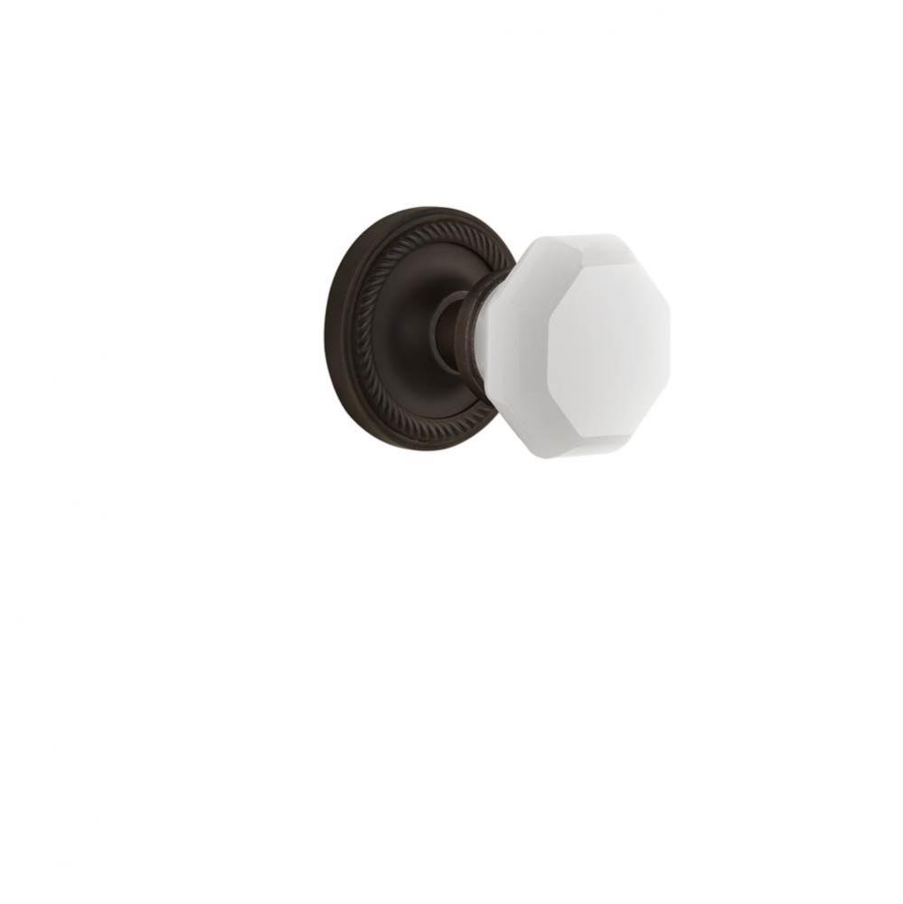 Nostalgic Warehouse Rope Rosette Passage Waldorf White Milk Glass Knob in Oil-Rubbed Bronze