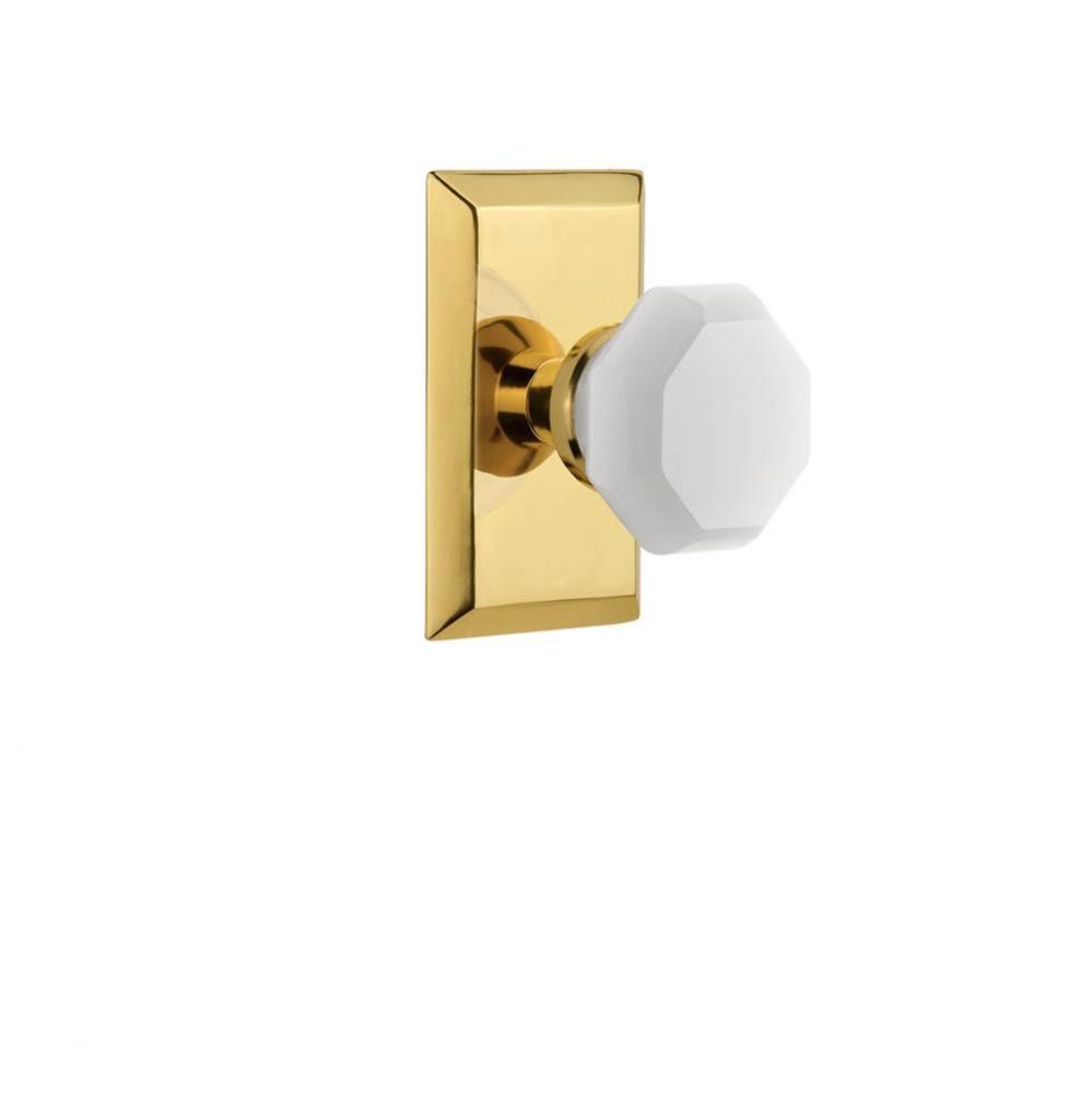 Nostalgic Warehouse Studio Plate Passage Waldorf White Milk Glass Knob in Polished Brass